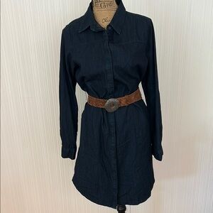 A New Day Blue Denim Long Sleeve Shirt Dress